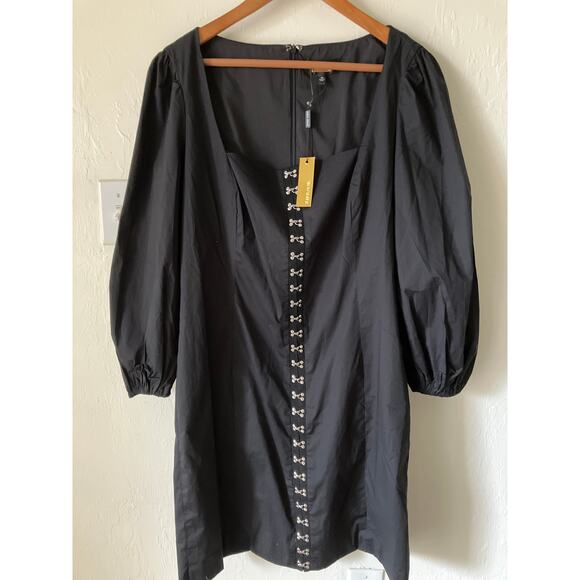 ALEXIA ADMOR Sammie Hook Eye Mini Dress Sz 14 NWT Black GOTH WITCHY WHIMSY - Picture 3 of 8